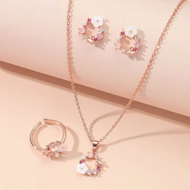 4 Pieces Rose Gold Flower Fashion Accessories