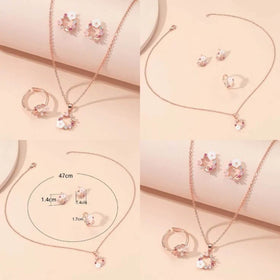 4 Pieces Rose Gold Flower Fashion Accessories