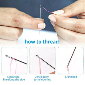 12Pcs Threading Needles with Wooden Case